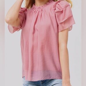 LN $295 WOMENS SMALL (bust 36”) HUNTER BELL BLAIR TOP SHIRT PINK ROSE
